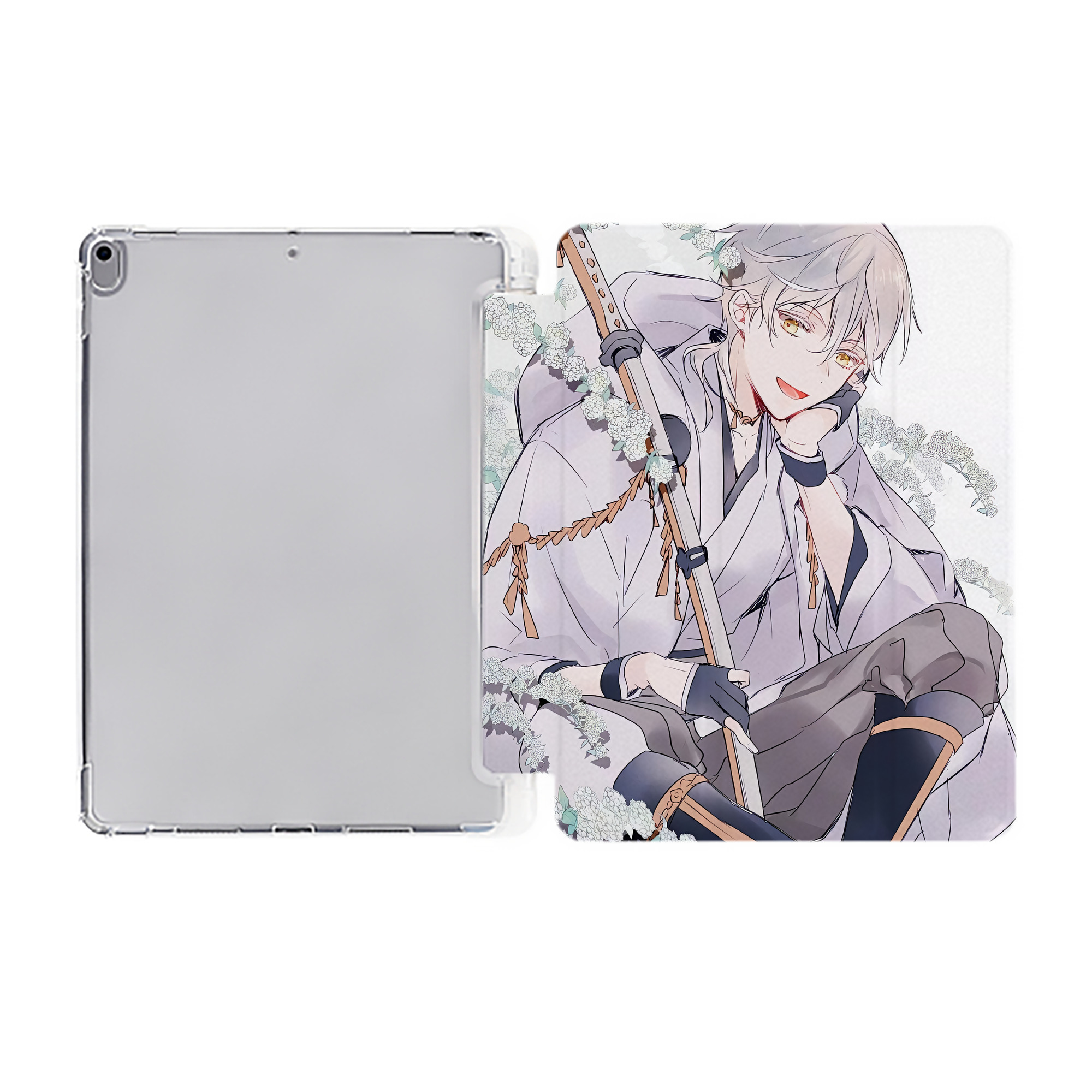 （画像用） 刀剣乱舞 Touken Ranbu IPad ケース ペン収納付き 三つ折りスタンド PUレザー×シリコン 対応機種9.5/10.5/10.9インチ